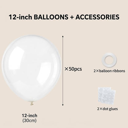 50pcs 12 Inch Clear Latex Party Balloons | Premium Transparent Balloons - Image 2