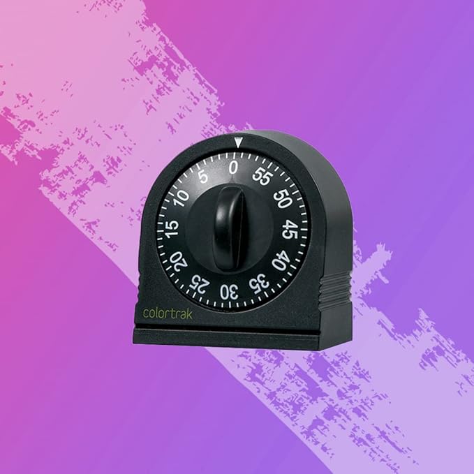 60 Minute Wind Up Timer (2 Pack) Visual Mechanical Timer, from 0 to 60 Minutes, for Kitchen, Hair Color Processing, Tanning Time, Kids' Home and Classroom Activities or Timeouts, Black