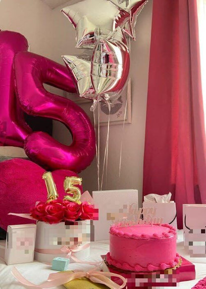 Hot Pink Number 5 Balloon 40 inch, Balloon numbers party supplies, deco photo - Image 4