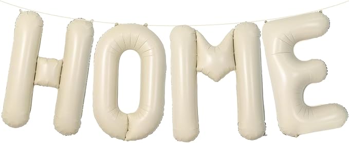 40 Inch Cream White HOME Balloon Banner – Large Ivory Alphabet Mylar Letter by Broeify