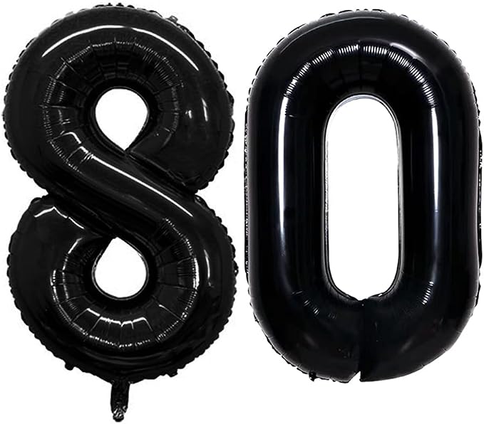 Number 80 Balloons for 80th Birthday Party Decorations, 42 Inch Jumbo Foil by GOER