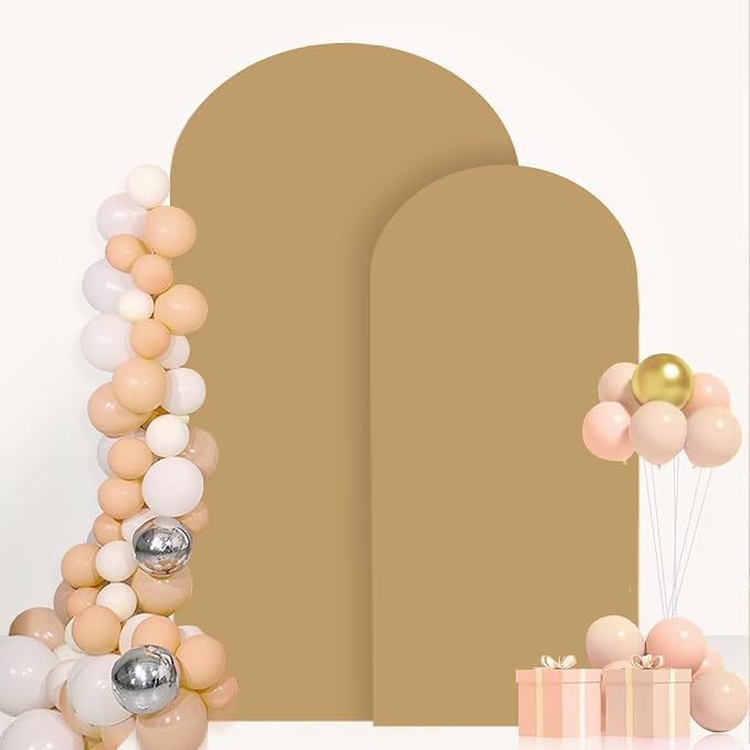 FANPROMS Khaki Arch Cover Set of 2 Arch Backdrop Stand Cover 6FT 7.2FT Spandex - Image 6