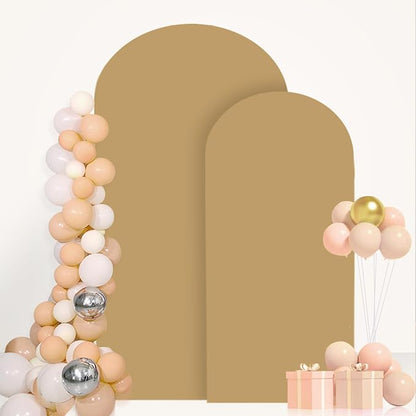 FANPROMS Khaki Arch Cover Set of 2 Arch Backdrop Stand Cover 6FT 7.2FT Spandex - Image 6