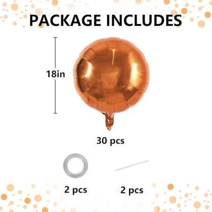 TONIFUL 30Pcs 18 Inch Large Orange Round Shape Foil Balloons Big Orange Circle - Image 2