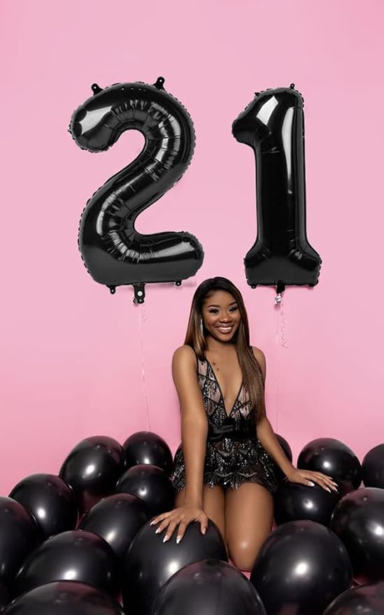 2 Balloon Numbers 40Inch Two Balloons Black Party Decorations - Image 3