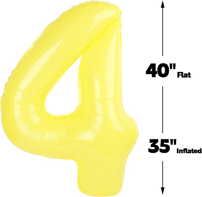 Yellow Number 4 Balloon 40 inch, Balloon numbers party supplies, deco photo - Image 3