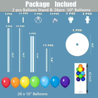 Leesoot 2 Sets 62inch Rainbow Floor Balloon Column Kit Stand - Image 2