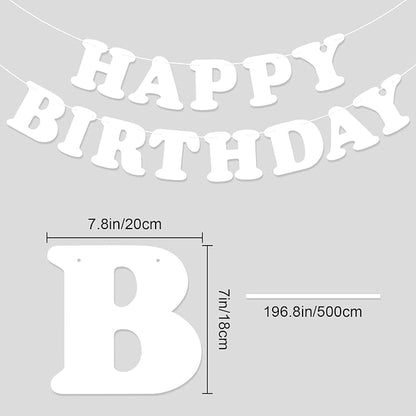 White Happy Birthday Banner Sign Happy Birthday Bunting Banner Flag Garland - Image 2
