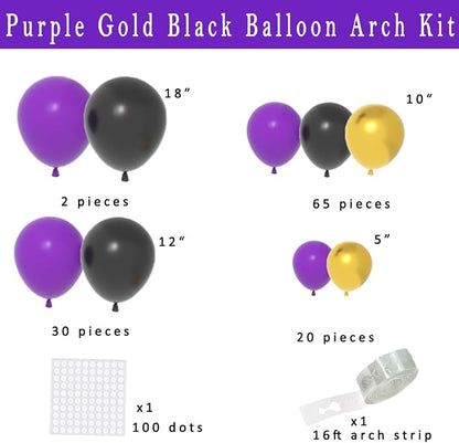 Purple Black Gold Balloon Arch Garland Kit - Image 4