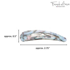French Amie Clic Clac Large Handmade Celluloid Acetate Set of 2 Snap Hair Clips No Slip Side Slide-in Barrette for Women and Girls (Aqua Marbel)