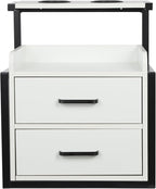 Suspended Salon Station for Hair Stylist, Wall Mounted Styling Salon Station Storage Cabinet w/2*Drawers &Hair Dryer Stand,Floating Nightstand Stylist Storage Cabinet for Home (Black+White)