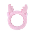 Jowmoy Cute Pink antlers Headband Frog Eye Elastic to Wash Face for Women Makeup Shower Spa.