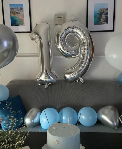 Silver Number 1 Balloon 40 inch, Balloon numbers party supplies, deco photo - Image 9