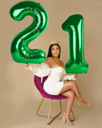 Number 2 Balloons 40 Inch for 2nd 22 Birthday Party Decorations, Dark Green | - Image 2