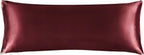 BEDELITE Satin Body Pillow Cover, Super Soft and Cooling Body Pillow Pillowcase for Hair and Skin, Breathable Silky Full Long Pillowcase Cover(20"x54", Burgundy)