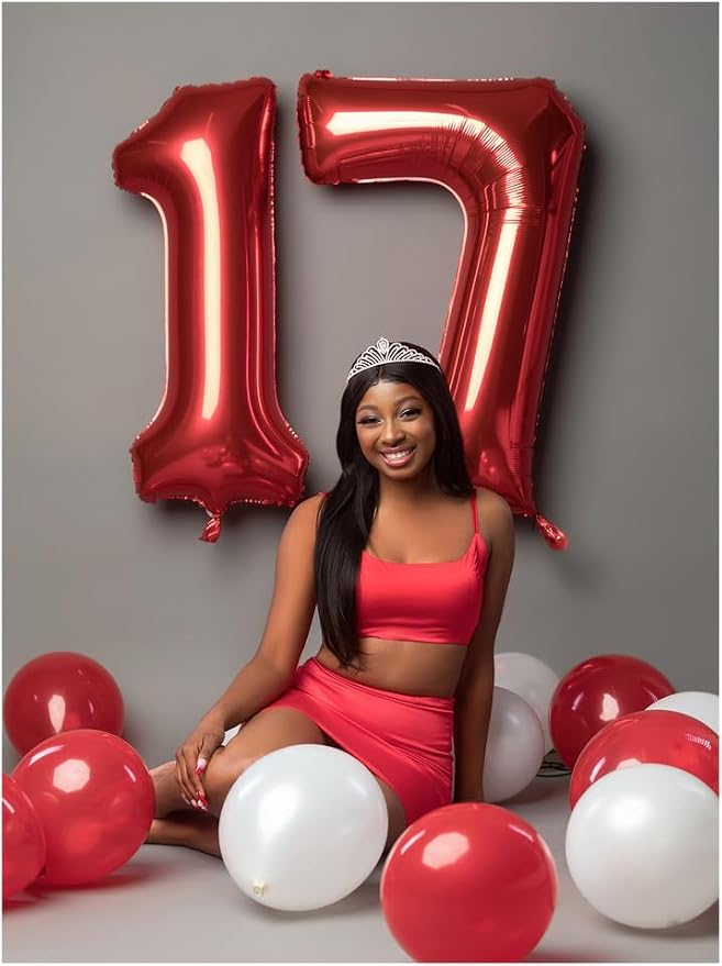 Red Number 7 Balloon 40 Inch, 7th Birthday Party Decorations Men Women | Foil - Image 3