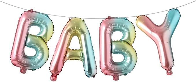 16 Inch Baby Letter Balloons Multicolor Foil Balloons BABY Balloons, Baby Shower by RUIANSI