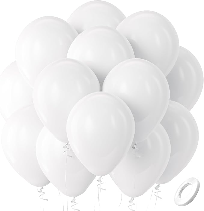 Bezente White Balloons 100 Pack 12 inch Latex Party Birthday Decorations | by Bezente