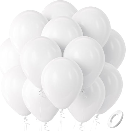 Bezente White Balloons 100 Pack 12 inch Latex Party Birthday Decorations | by Bezente