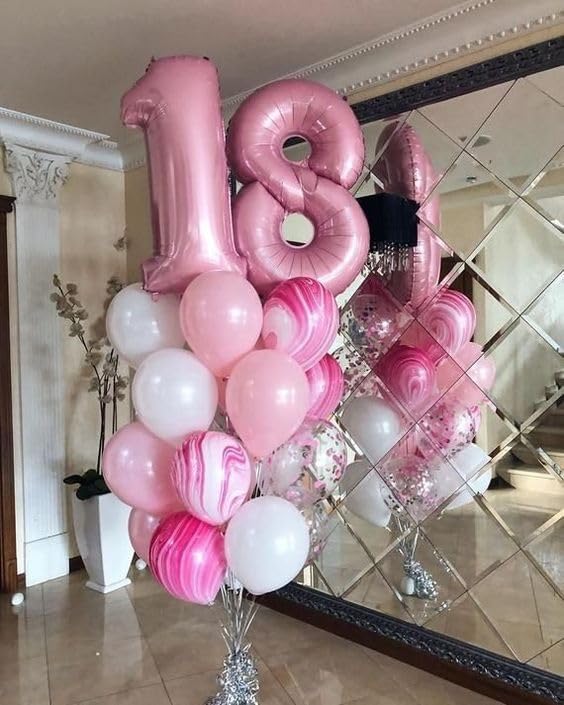 8 Balloon Numbers Birthday Decorations, 40In Pink Balloons - Image 2