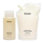OUAI Medium Shampoo + Refill - Hydrating Shampoo with Coconut Oil, Babassu, Kumquat Extract and Keratin - Strengthens, Nourishes and Adds Shine - Sulfate Free Hair Care Products (2 Count, 10 Oz/32 Oz)
