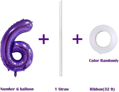 40 Inch Jumbo Purple Number 6 Balloon Giant Balloons Prom Balloons Helium Foil - Image 3