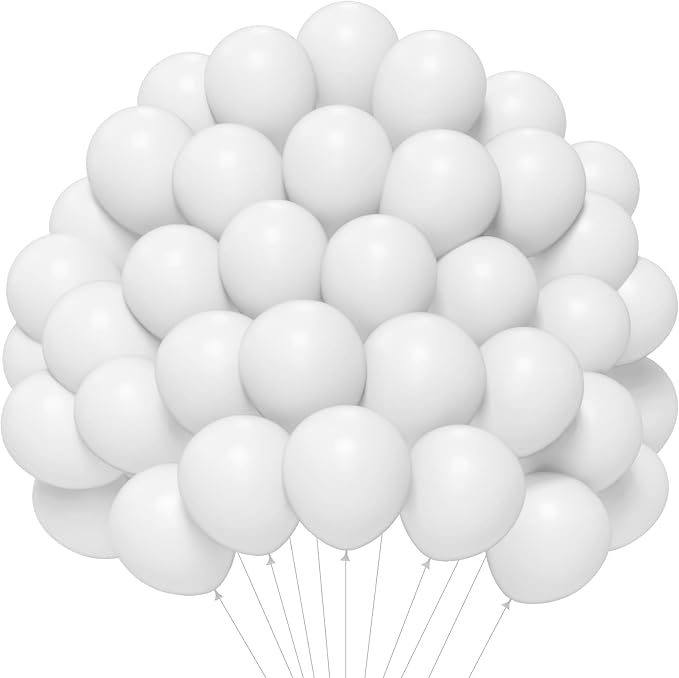 White Balloons - 5 inch 120pcs Latex - Round White Birthday Balloon, Helium by PatiCool