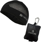 RAINCORE Skull Cap Inner Helmet Liner (with Pouch), Carabiner Clip - Breathable Mesh - Lightweight - Quick Dry - Cycling- Running - Motorcycle - Workout - for Men and Women Cap Black