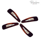 Parcelona French Mini Set of 4 Small Celluloid Acetate Snap Hair Clips No Slip Fashion Durable Styling Women Hair Accessories Girls Snap Hair Barrette, Made in France (Tortoise Shell Brown)