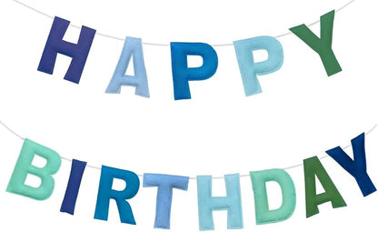 Felt Happy Birthday Banner, Pre-Strung 3D Blue and Green Birthday Banner | by Unknown