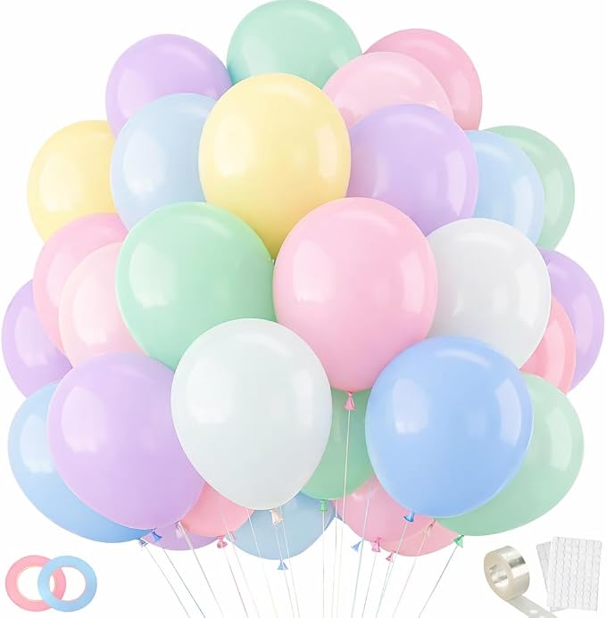 Pastel Rainbow Balloons Garland Kit, 12 Inch Macaron Latex Balloons by KEPATO