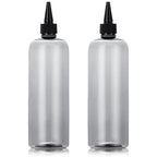 Applicator Bottle for Hair, 16.9 ounce Hair Color Applicator Bottle 2 Pack Squeeze Bottle Transparent Oil Bottles for Hair, PET Plastic Refillable Bottles with Twist Top Cap,Clear Black