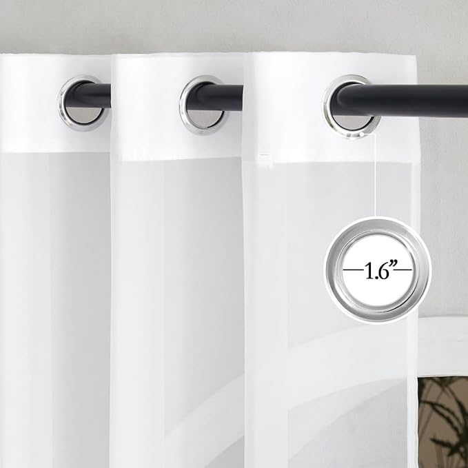 NICETOWN White Sheer Curtains 72 inches Long - Image 2