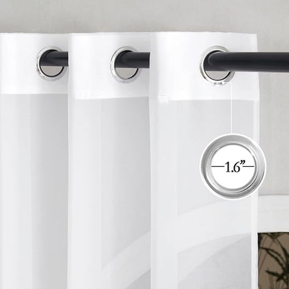 NICETOWN Soft Voile White Sheer Curtains 63 inches Long - Image 2