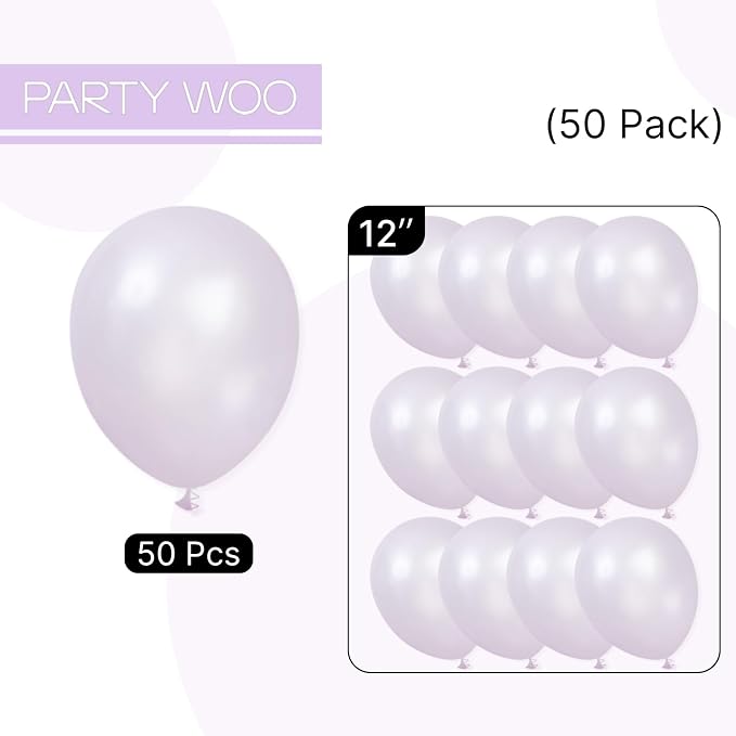 PartyWoo 50pcs Pearl Light Purple Balloons, - Image 6