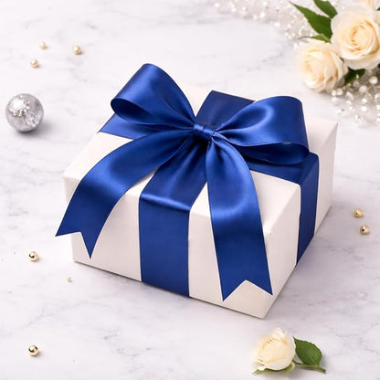KINGLAKE Dark Blue Satin Ribbon – 1-1/2 Inch x 2 Rolls Blue Satin Ribbon - Image 4