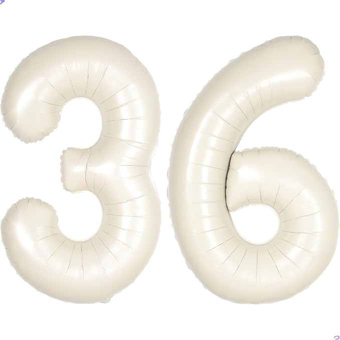 Cream White Number 36 63 Balloon by Unknown