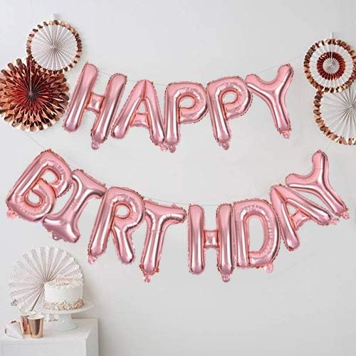 TONIFUL Rose Gold Happy Birthday Balloon Banner Decorations - Image 4