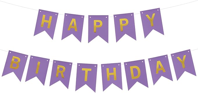 ZHENGYE Happy Birthday Banner Purple Birthday Decoration Sign Birthday Party by ZHENGYE