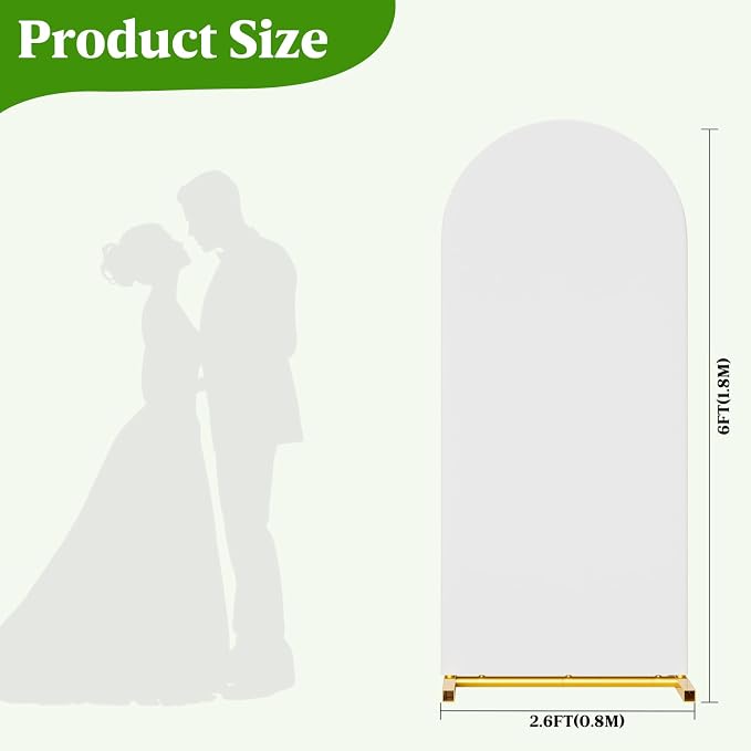 Arch Backdrop Stand and Cover Set, 6 x 2.6FT Gold Metal Wedding Arch - Image 3