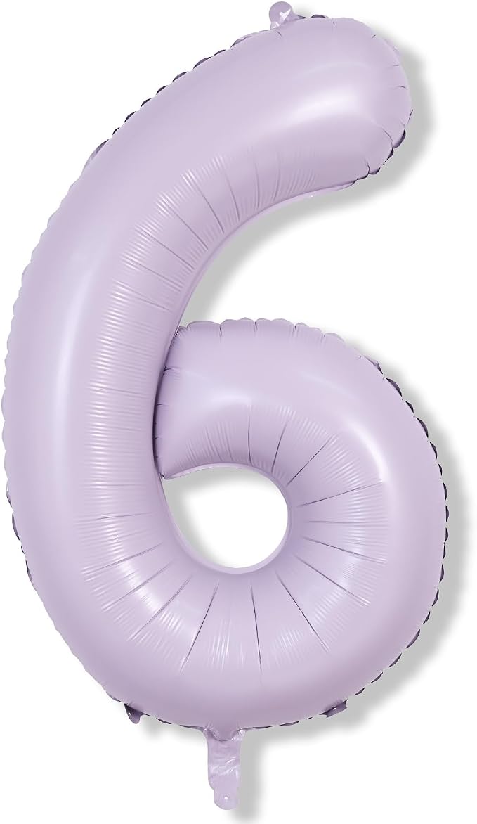40 Inch Balloon Number 6 Light Purple, Large Foil Pastel Purple 6 Balloons - Image 8