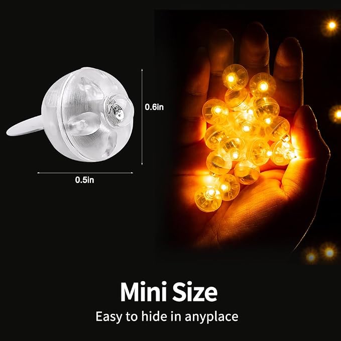 50pcs LED Orange Balloon Light Mini Tiny LED Light, Small Round Led Ball Lamp - Image 3