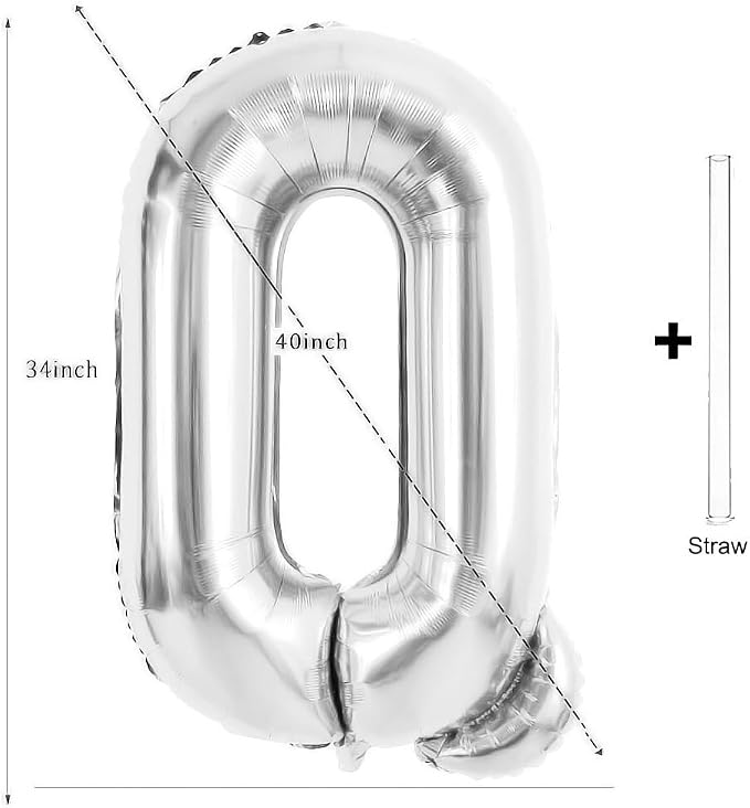 Silver Letter Balloons 40 Inch Large Alphabet Balloon Letter Q | Foil Mylar Big - Image 2