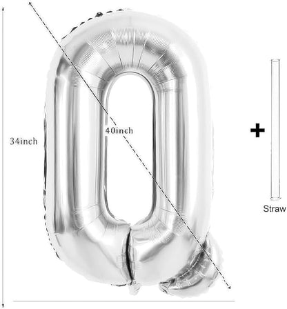 Silver Letter Balloons 40 Inch Large Alphabet Balloon Letter Q | Foil Mylar Big - Image 2