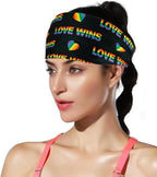 Rainbow Headband for Women Non Slip Elastic Sweat Hairbands Fashion Sports Hair Bands Soft Cloth Fabric Stretchy Headband for Running Workout Yoga