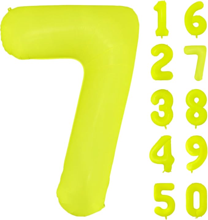 Fluorescent Yellow Number Balloon 40 inch Giant Foil Helium Balloons Yellow by Yeodong