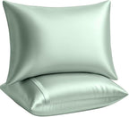 BLISSFORD Satin Pillowcase with Zipper, for Hair and Skin Care, Feels Soft and Cool Like a Silk Pillowcase, Satin Pillow Cases 2 Pack, Slik Pillow Cover, Mint - King Size, Set of 2