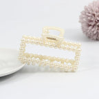 5 PCS Simulated Pearl Hair Claw Clips for Women | Multi-Use Barrettes for Thin Hair with Non-Slip Strong Hold | Barrettes for Thick & Curly Hair Accessories | Flat Claw Clips for Women, Off-White