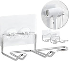 2 Pack Hair Dryer Holder, Self Adhesive Wall Mount Waterproof Blow Dryer Rack Storage Organizer Hanger, Compatible with Dyson and Most Hair Blower Appliance, Brush, Curling Iron, Straightener