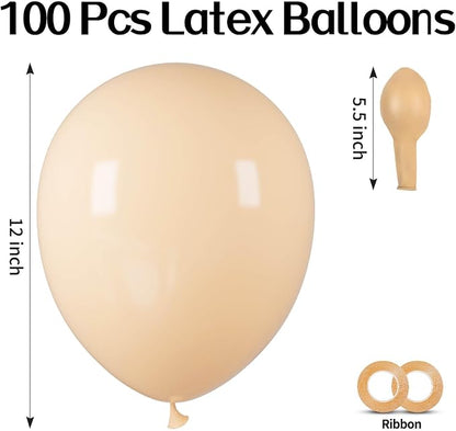 100pcs Nude Balloons Beige Apricot Balloon 12 Inch | Boho Neutral Latex Round - Image 2